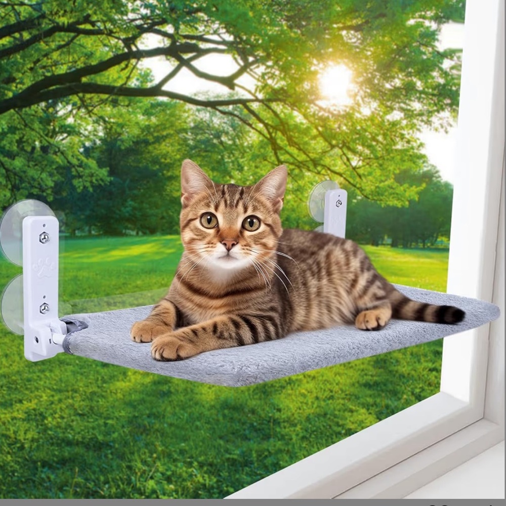 Cat Window Perch with Gray Cushion